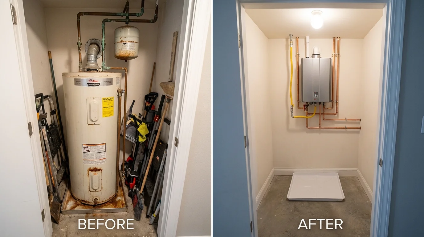 Tank water heater versus wall-mounted tankless unit comparison for Lewiston, ID homeowners